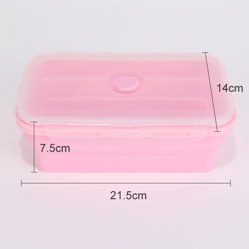 Collapsible Food Storage Containers Foldable Silicone Lunch Containers with Lids, Rectangle Collapsible Bowls Round Food Bowls