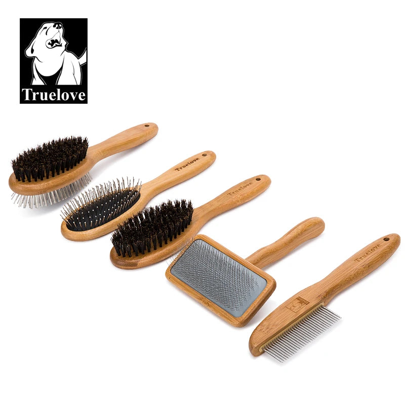 Truelove Pet Round Comb Bamboo Wood Handle in Cat and Dog Hair Remover Brush Fur Small Medium Large Grooming Gifts TLK19131