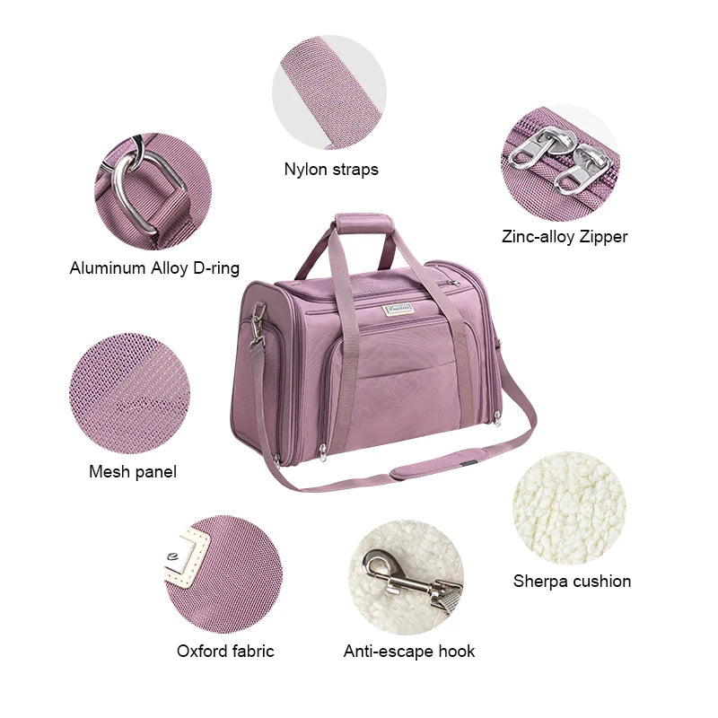 Truelove Nylon Oxford Large Space Comfortable Travel Foldable Hook Pet Carrier Bag Portable Puppy Cat Carrier Backpack TLX4971