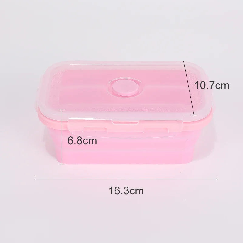 Collapsible Food Storage Containers Foldable Silicone Lunch Containers with Lids, Rectangle Collapsible Bowls Round Food Bowls