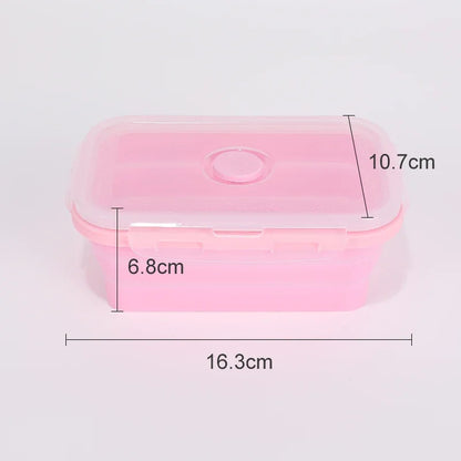 Collapsible Food Storage Containers Foldable Silicone Lunch Containers with Lids, Rectangle Collapsible Bowls Round Food Bowls