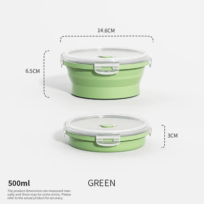 Collapsible Food Storage Containers Foldable Silicone Lunch Containers with Lids, Rectangle Collapsible Bowls Round Food Bowls