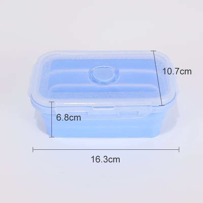Collapsible Food Storage Containers Foldable Silicone Lunch Containers with Lids, Rectangle Collapsible Bowls Round Food Bowls