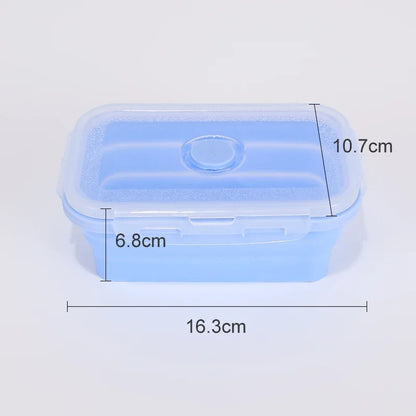 Collapsible Food Storage Containers Foldable Silicone Lunch Containers with Lids, Rectangle Collapsible Bowls Round Food Bowls