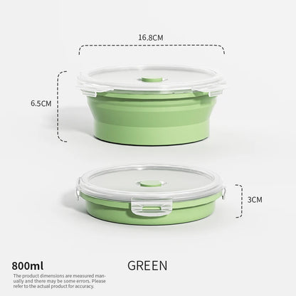 Collapsible Food Storage Containers Foldable Silicone Lunch Containers with Lids, Rectangle Collapsible Bowls Round Food Bowls
