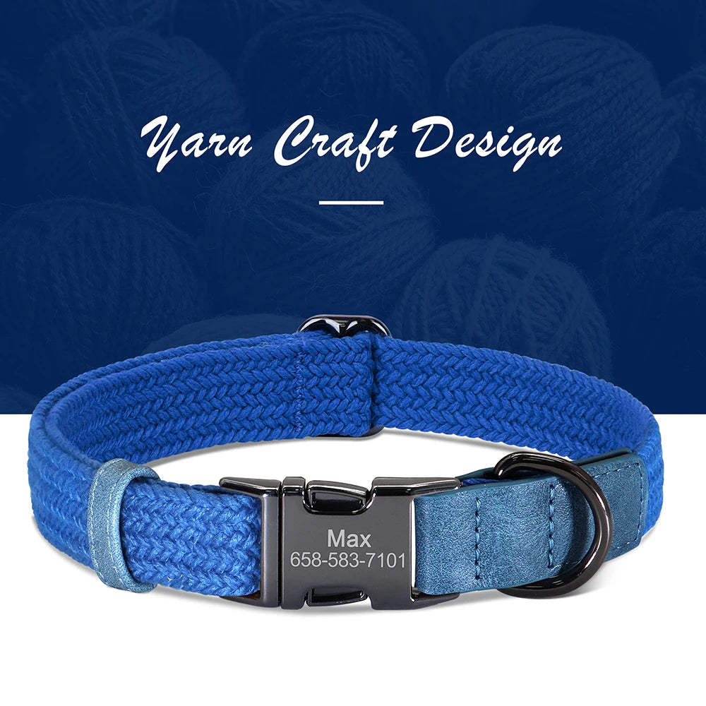 Custom Dog Collar Dog Durable Nylon Dog Collars Free Engraved Pet Name Buckle Necklace Adjustable for Small Medium Large Dogs