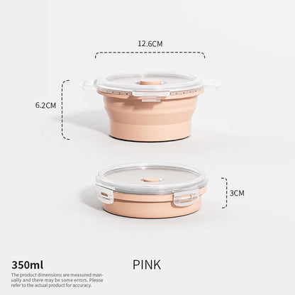 Collapsible Food Storage Containers Foldable Silicone Lunch Containers with Lids, Rectangle Collapsible Bowls Round Food Bowls