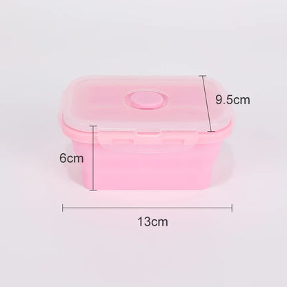 Collapsible Food Storage Containers Foldable Silicone Lunch Containers with Lids, Rectangle Collapsible Bowls Round Food Bowls