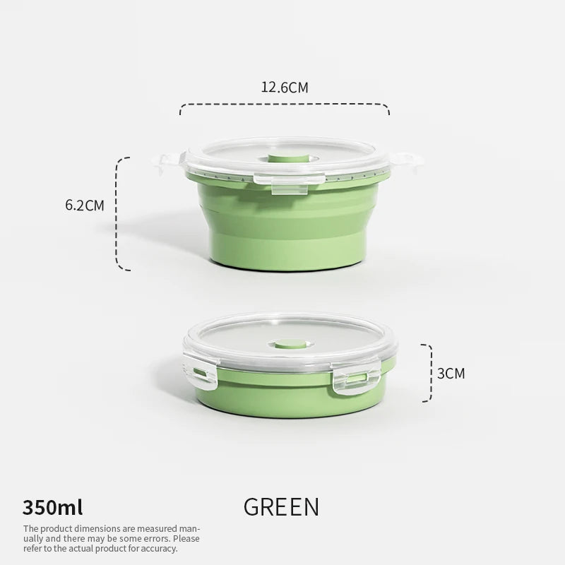 Collapsible Food Storage Containers Foldable Silicone Lunch Containers with Lids, Rectangle Collapsible Bowls Round Food Bowls