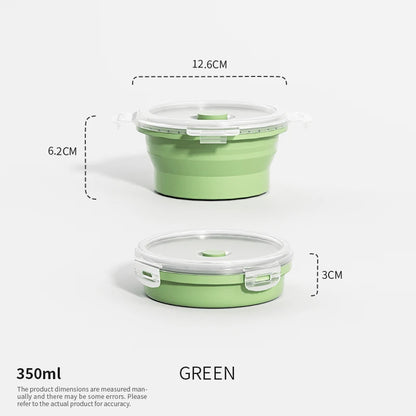 Collapsible Food Storage Containers Foldable Silicone Lunch Containers with Lids, Rectangle Collapsible Bowls Round Food Bowls
