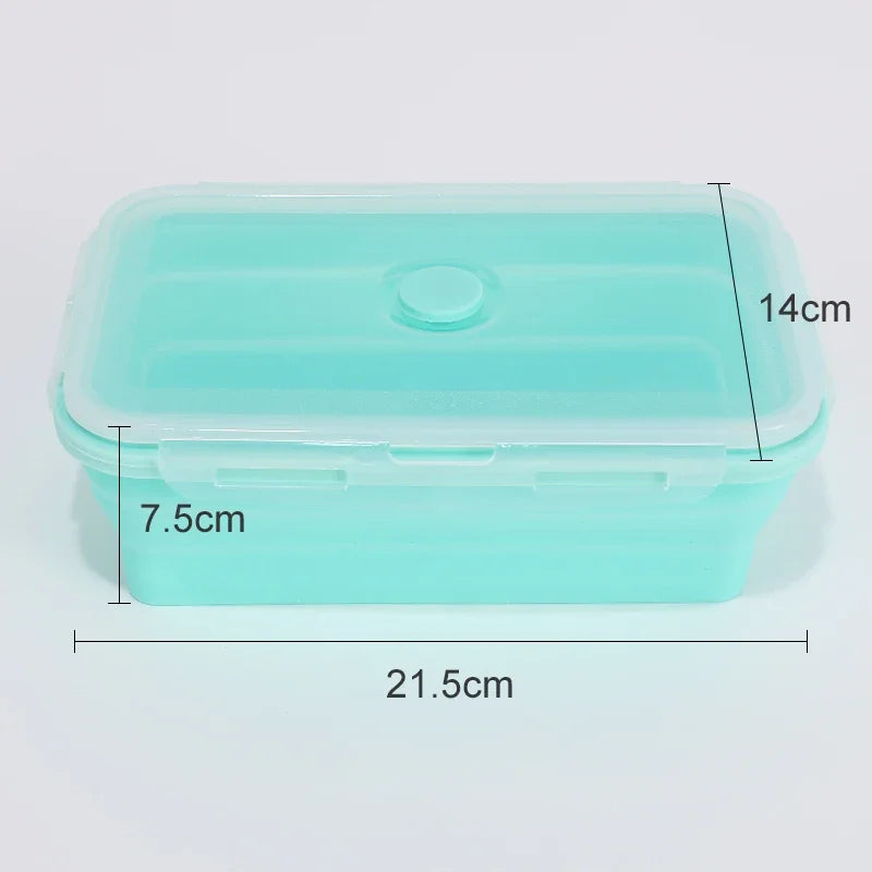 Collapsible Food Storage Containers Foldable Silicone Lunch Containers with Lids, Rectangle Collapsible Bowls Round Food Bowls