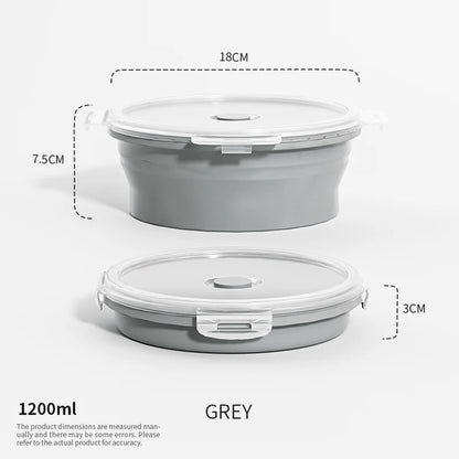Collapsible Food Storage Containers Foldable Silicone Lunch Containers with Lids, Rectangle Collapsible Bowls Round Food Bowls