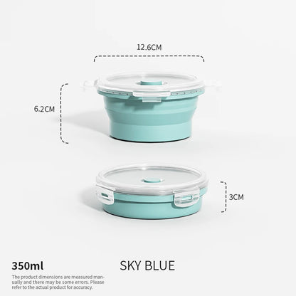 Collapsible Food Storage Containers Foldable Silicone Lunch Containers with Lids, Rectangle Collapsible Bowls Round Food Bowls