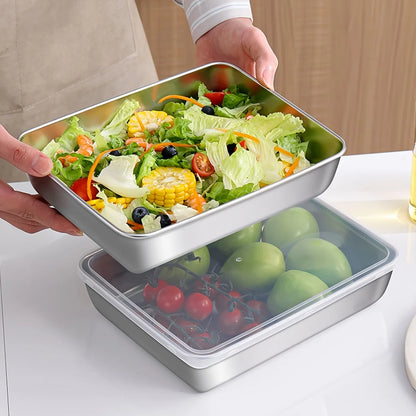 3-Piece Stainless Steel Food Storage Containers Set - Airtight BPA-Free Kitchen Organizers for Fridge/Pantry/Dry Goods