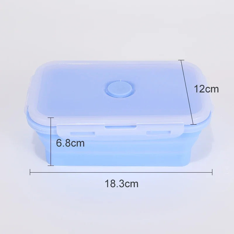 Collapsible Food Storage Containers Foldable Silicone Lunch Containers with Lids, Rectangle Collapsible Bowls Round Food Bowls