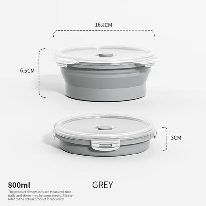Collapsible Food Storage Containers Foldable Silicone Lunch Containers with Lids, Rectangle Collapsible Bowls Round Food Bowls