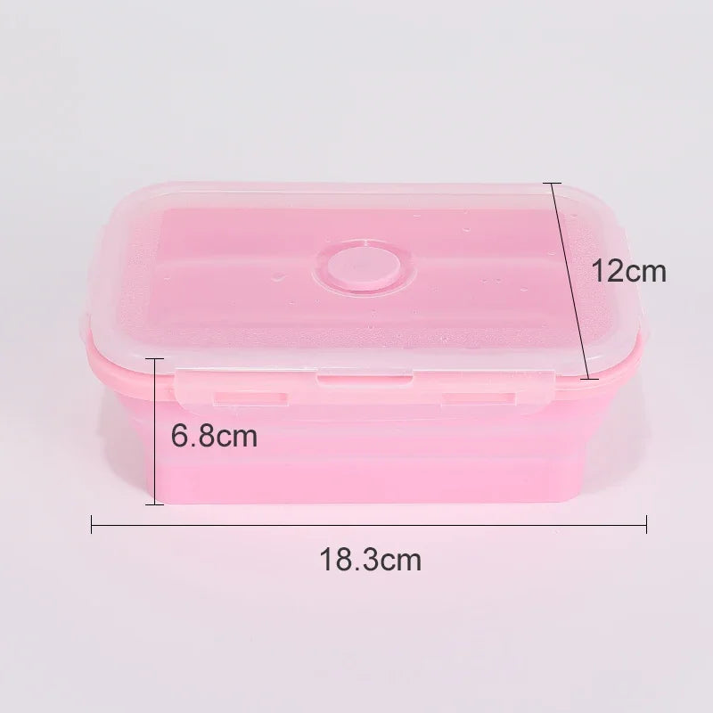 Collapsible Food Storage Containers Foldable Silicone Lunch Containers with Lids, Rectangle Collapsible Bowls Round Food Bowls