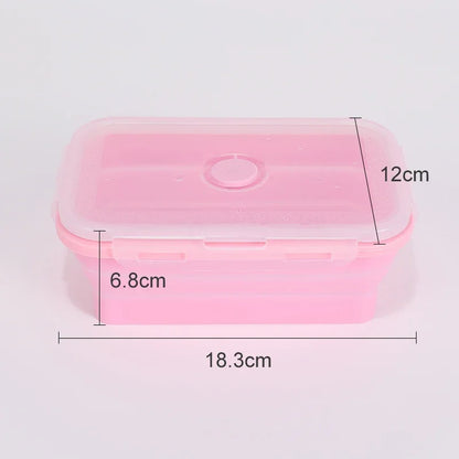 Collapsible Food Storage Containers Foldable Silicone Lunch Containers with Lids, Rectangle Collapsible Bowls Round Food Bowls