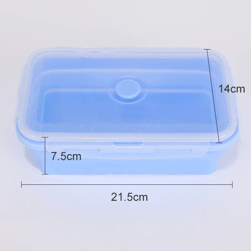 Collapsible Food Storage Containers Foldable Silicone Lunch Containers with Lids, Rectangle Collapsible Bowls Round Food Bowls