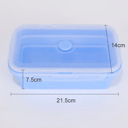 Collapsible Food Storage Containers Foldable Silicone Lunch Containers with Lids, Rectangle Collapsible Bowls Round Food Bowls