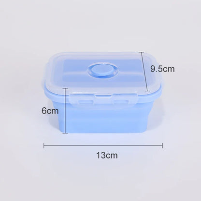 Collapsible Food Storage Containers Foldable Silicone Lunch Containers with Lids, Rectangle Collapsible Bowls Round Food Bowls