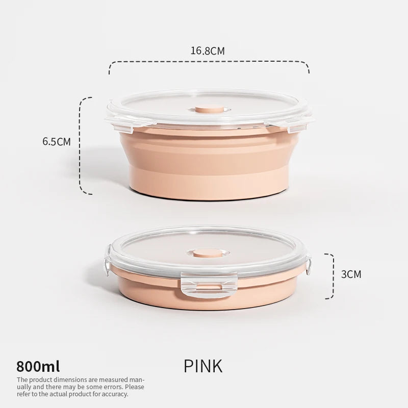 Collapsible Food Storage Containers Foldable Silicone Lunch Containers with Lids, Rectangle Collapsible Bowls Round Food Bowls