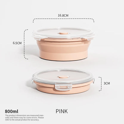 Collapsible Food Storage Containers Foldable Silicone Lunch Containers with Lids, Rectangle Collapsible Bowls Round Food Bowls