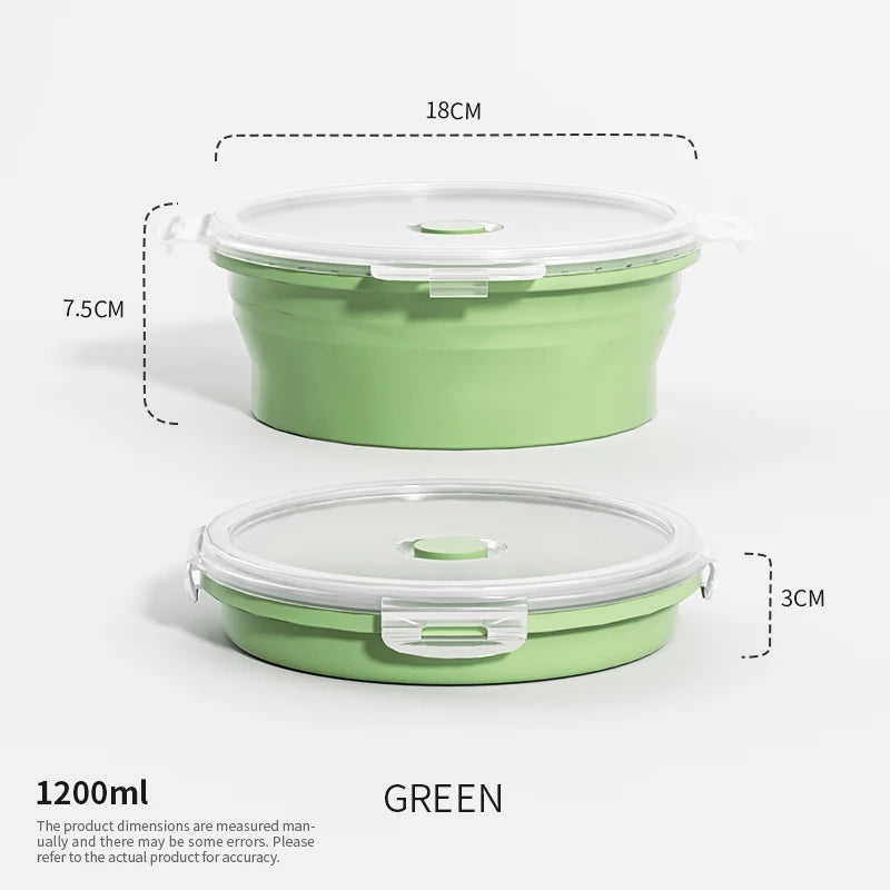 Collapsible Food Storage Containers Foldable Silicone Lunch Containers with Lids, Rectangle Collapsible Bowls Round Food Bowls