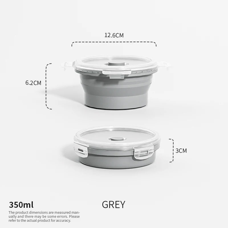 Collapsible Food Storage Containers Foldable Silicone Lunch Containers with Lids, Rectangle Collapsible Bowls Round Food Bowls