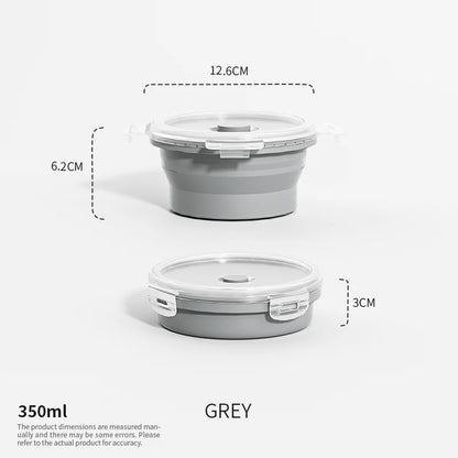 Collapsible Food Storage Containers Foldable Silicone Lunch Containers with Lids, Rectangle Collapsible Bowls Round Food Bowls