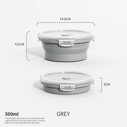 Collapsible Food Storage Containers Foldable Silicone Lunch Containers with Lids, Rectangle Collapsible Bowls Round Food Bowls